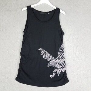 Harley-Davidson Tank Top Women's Large Eagle Black Ruched Sides Biker Stretch